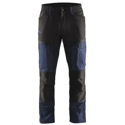 Image de Pantalon services stretch marine foncé/noir, renforcé aux genoux