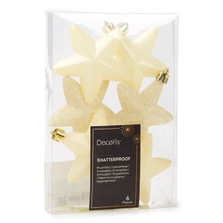 Afbeelding van Ster plastic glans mat glitter 7.5cm wolwit KSD