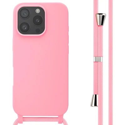 Afbeelding van imoshion hoesje Geschikt voor iPhone 16 Pro met koord Siliconen Roze