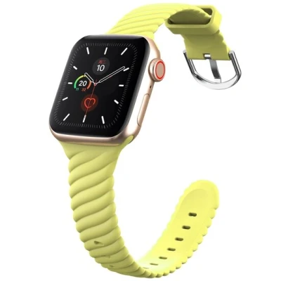 Afbeelding van Apple Watch Siliconen &#039;Twist&#039; bandje Geel Geschikt voor 38mm / 40mm 41mm