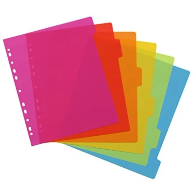 Afbeelding van Viquel, tabbladen van kunststof, maxiformaat, 24,5 x 30,5 cm, voor A4 maximappen of hendelmappen, neonkleuren, 6 stuks