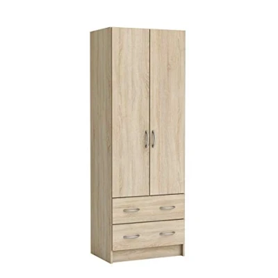 Image de Dual armoire de chambre 61 cm décor chene brossé et lin tissé