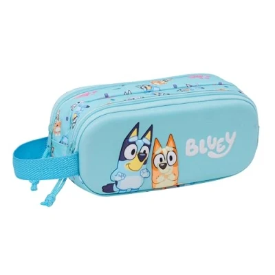 Image de safta Bleu Trousse Double 3D pour Enfants Idéale l&#039;école Confortable et Polyvalente Qualité résistance 21 x 6 8 cm Ciel Clair