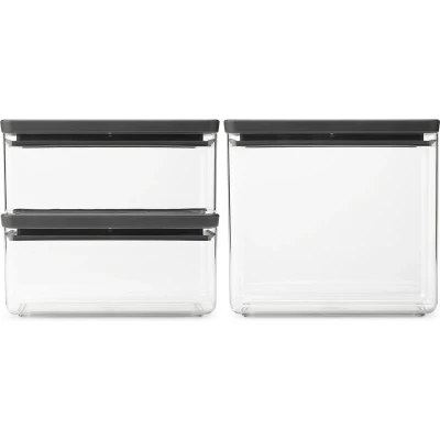 Afbeelding van Brabantia Tasty+ Stapelbare Voorraadpot Set Van 3 Antraciet