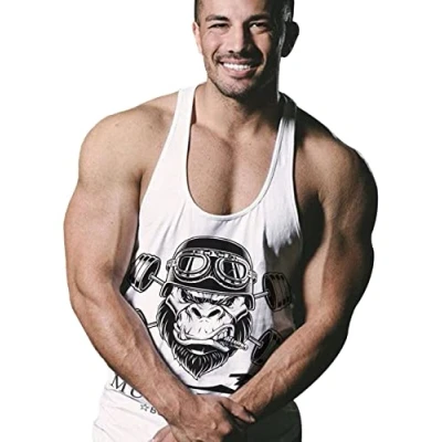 Afbeelding van Bodybuilding tanktop voor heren, katoen, fitness, sport, Arch Man White