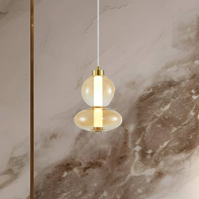 Afbeelding van Hanglamp Daphne, amber transparant glas, hoogte 28 cm