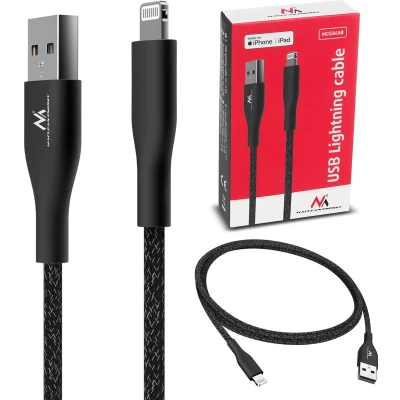 Afbeelding van Maclean MFi verlichting kabel ter ondersteuning van snelle Charge 2.4A Zwart / lengte 1m 5V/2.4A