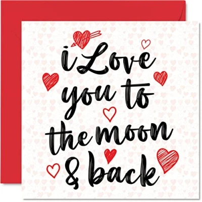 Afbeelding van verjaardagskaart voor hem en haar I Love You To The Moon &amp; Back schattige vriendin, vriend, vrouw, echtgenoot, partner, 145 mm x mm, romantische wenskaarten