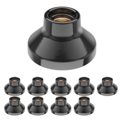Afbeelding van ledscom.de 10 stuks ELEKTRA plafondlamp/lampfitting, porselein, glanzend zwart, 1 x E27 max. 300 W