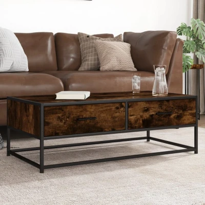 Afbeelding van vidaXL Salontafel 100x50x35 cm bewerkt hout en metaal gerookt eiken