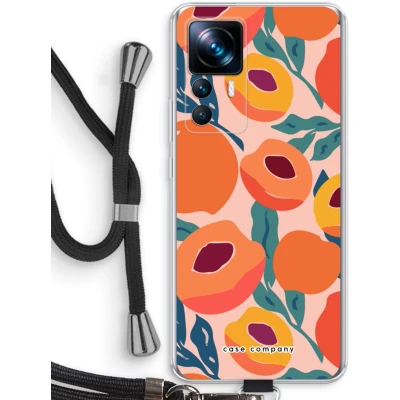 Afbeelding van Case Company® hoesje met Koord geschikt voor Xiaomi 12T Perzik Telefoonhoesje Zwart Bescherming aan alle Kanten en Over de Schermrand