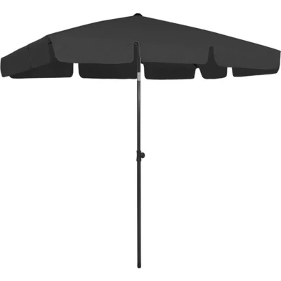 Afbeelding van vidaXL Parasol de Plage Abri Soleil Jardin Patio Terrasse Extérieur Anti UV décoloration Noir 200x125 cm