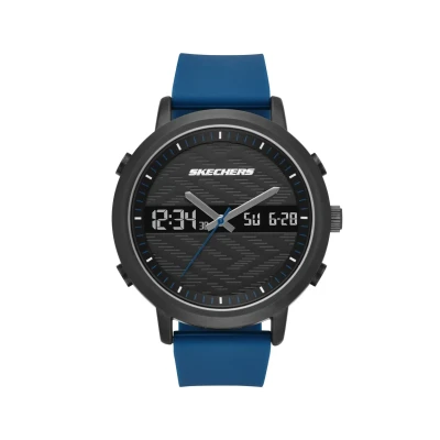 Afbeelding van Skechers Herenhorloge, Anadigi uurwerk met siliconen armband, leer of roestvrij staal, Blauw en grafiet, armband