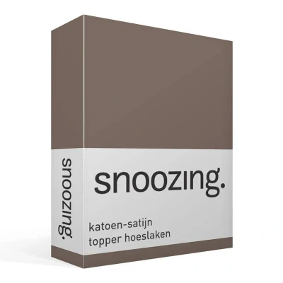 Afbeelding van Snoozing Katoen satijn Topper Hoeslaken Lits jumeaux 180x220 cm Bruin