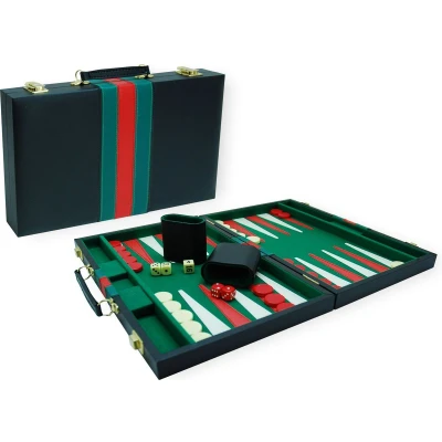 Afbeelding van Backgammonkoffer 38 cm.zwart groen rood