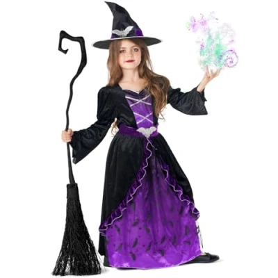 Afbeelding van Morph kostuum heks kinderkostuum, Halloween voor kinderen, maat S