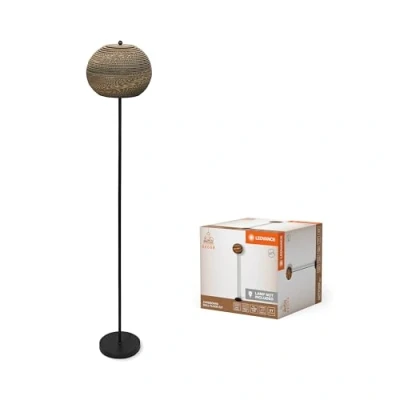 Afbeelding van LEDVANCE vloerlamp Decor Cardboard Ball bruin van golfkarton, lichtgewicht, E27, 1600 mm hoogte , lampenkap gerecycled materiaal, duurzaam dankzij vervangbare lichtbron, eenvoudig te installeren