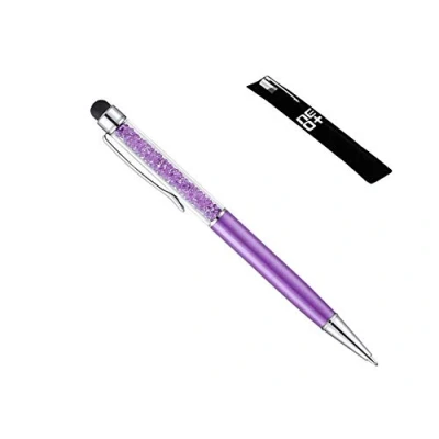 Afbeelding van KWALITEIT 2 in 1 capacitieve touchscreen stylus en balpen met Swarovski kristallen. GRATIS PEN OPLADEN (DONKER PAARS)