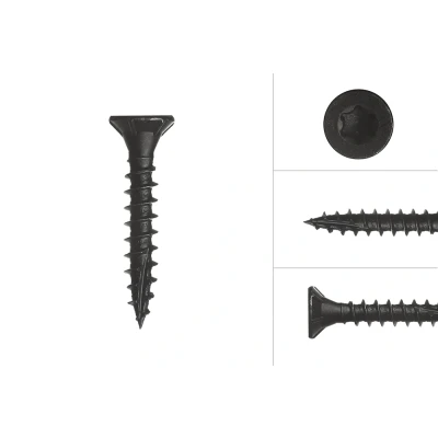 Afbeelding van Zwarte Schroeven Verzinkt 4 x 25 mm Torx 20 met Snijpunt 100 Stuks