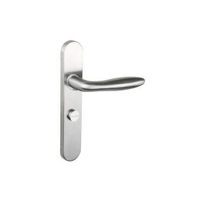 Afbeelding van Lavuzo deurkruk Pratona RVS met afgerond schild WC63/8 badkamersluiting Per set Deurklink