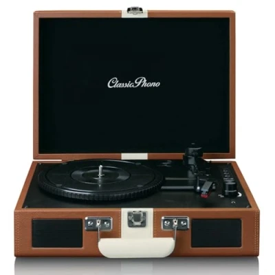 Afbeelding van Classic Phono TT 120BNWH Platenspeler met Bluetooth® ontvangst en ingebouwde speakers Brown White
