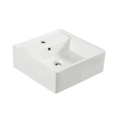 Afbeelding van Wiesbaden Larx waskom vierkant 41 x 15 cm keramiek glans wit
