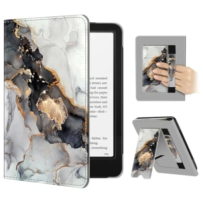 Afbeelding van Fintie Beschermhoes compatibel met Kindle Paperwhite 12e generatie 7 inch 2024 en Colorsoft Signature Edition 1e generatie, polsband, automatische slaap/wake, marmerpatroon