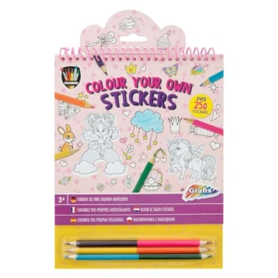 Afbeelding van Creative Craft Group Kleur je Eigen Stickers met Kleurpotloden Fantasiewereld, 250st.
