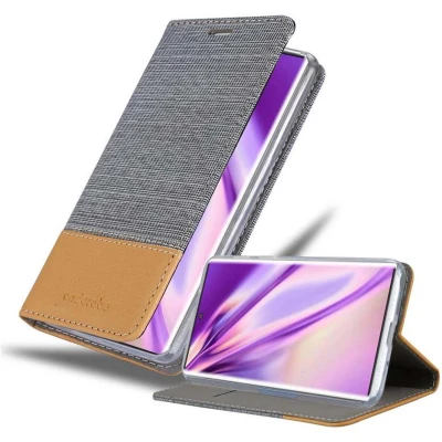 Afbeelding van Cadorabo Hoesje geschikt voor Samsung Galaxy NOTE 10 PLUS in LICHTGRIJS BRUIN Beschermhoes met magnetische sluiting, standfunctie en kaartvakje Book Case Cover Etui
