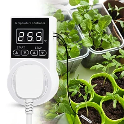 Afbeelding van Thermostaatstopcontact temperatuurregelaar, verwarming, koeling, thermostaat, digitale regelaar, thermostaat met sonde, lcd stopcontact, temperatuurregelaar voor terrarium, aquarium, kas