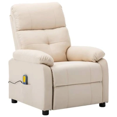 Image de vidaXL Fauteuil de massage Crème Tissu