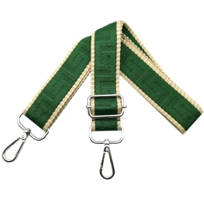 Afbeelding van Verstelbare schouderriem voor tassen, breedte 3,8 cm, met zilverkleurige karabijnhaak, draagriem dameshandtassen, groen, K4