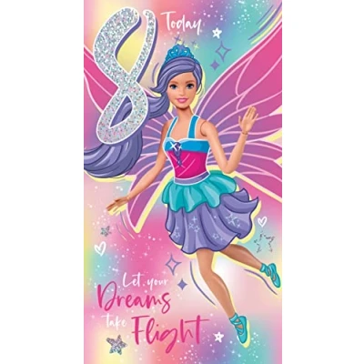 Afbeelding van Danilo Promotions Limited Barbie verjaardagskaart 8 jaar, officiële meerkleurig, 22,9 x 12,7 cm