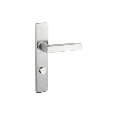 Afbeelding van Lavuzo deurkruk Viterbo rvs met rechthoekig schild WC63/8 badkamersluiting Per set Deurkrukken Industriele deurklink
