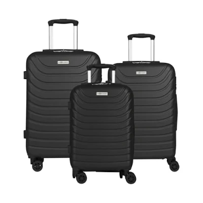 Afbeelding van Leonardo Kofferset 3 Delig Handbagage Koffer Trolley Kofferslot Reiskoffer met Wielen Zwart