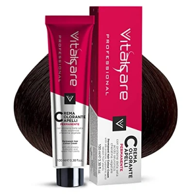 Afbeelding van Vitalcare Professional Professionele permanente haarkleuring, haarkleurcrème, haarverf met zijdeproteïnen, nr. 4/23, Jamaica bruin, 100 ml