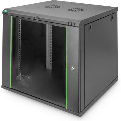 Afbeelding van Digitus DN 19 12U 6/6 EC SW 19inch wandkast (b x h d) 600 638 mm 12 HE Zwart, Zwart (mat), (RAL 9005)