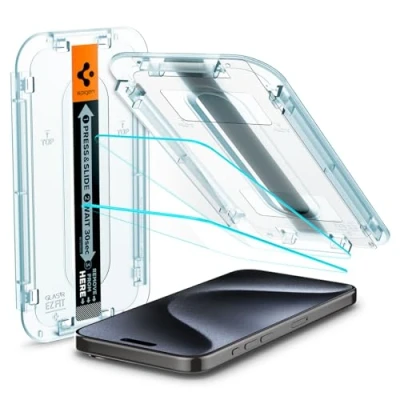 Image de Spigen GLAS.tR EZ Fit Protection d&#039;écran pour téléphone portable capteur protégé verre transparent Apple iPhone 15 Pro