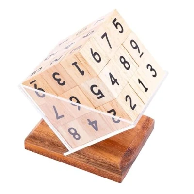 Afbeelding van Engelhart Sudoku in doos Moeilijke houten puzzel 27 stukjes Speloplossing 1 speler