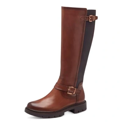 Afbeelding van Tamaris 8 85600 43 Dameslaarzen, lang, plat, modieus, dames, 43, Cognac.