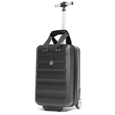 Afbeelding van Aerolite Ryanair maximale cabinekoffer, 40 x 20 25 cm, licht, onder de stoel met 2 wielen, milieuvriendelijk TSA goedgekeurd slot, handbagage, cabine, Ryanair, zwart,