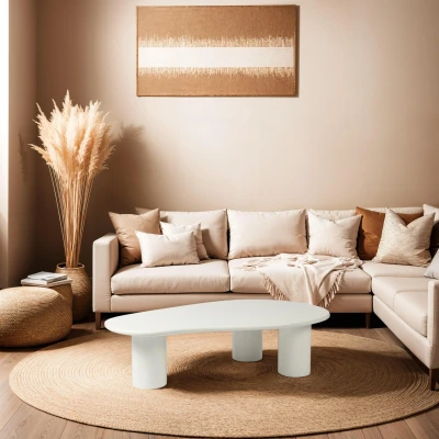 Afbeelding van Zita Home Organisch ovale Salontafel 120 cm Wit Massief Hout