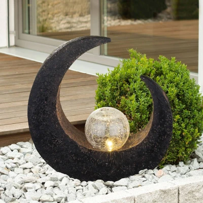Afbeelding van Lindby solar tuinverlichting 1licht polyresin, glas, kunststof H: 30.5 cm bruin, transparant Inclusief lichtbron