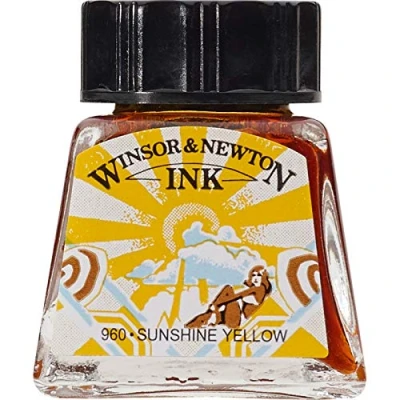 Afbeelding van Winsor &amp; Newton Tekeninkt, fles, 14 ml, 633, lichtgeel, serie 1