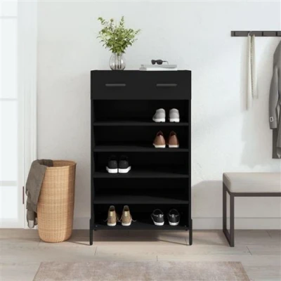 Afbeelding van Schoenenkast 60X35X105 Cm Bewerkt Hout Sonoma Eikenkleurig Zwart
