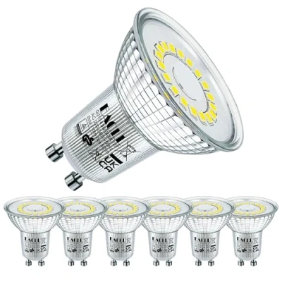 Afbeelding van EACLL GU10 LED Lamp Koel Wit, 5W Gelijk aan 65W Halogeenlampen, 6 pack, 6000K 495lm AC 230V Geen Flikkering Verlichting, Stralingshoek 120 Spot, Niet Dimbaar Reflectorlamp