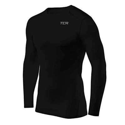 Afbeelding van TCA Mannen HyperFusion Compressie Basislaag Top Lange Mouw Ondershirt Mock Hals Zwart, S