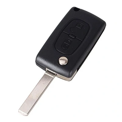 Afbeelding van PHONILLICO Sleutelhoes voor Peugeot 207 307 308 3008 5008 807 Expert Partner C2 C3 C4 C8 Berlingo Jumpy CE0536 2 knoppen model met batterij plooibare afstandsbediening