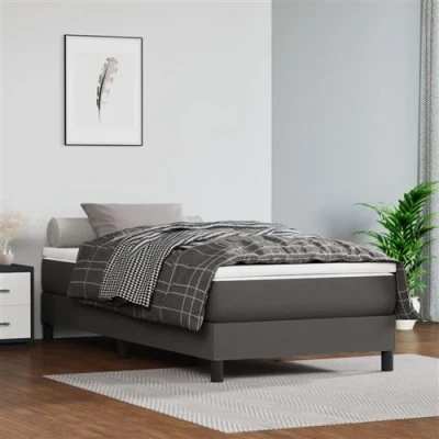 Image de vidaXL Sommier à lattes de lit avec matelas Gris 100x200 cm Similicuir