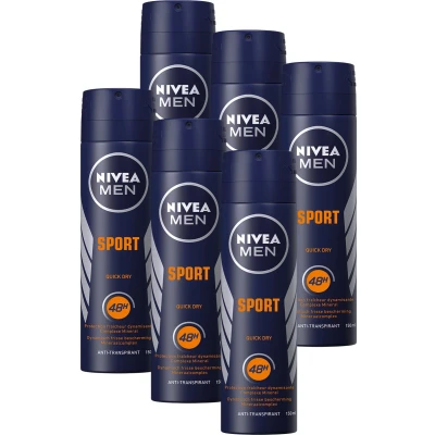 Afbeelding van NIVEA Men Sport Deodorant Spray Voordeelverpakking 6x150ml